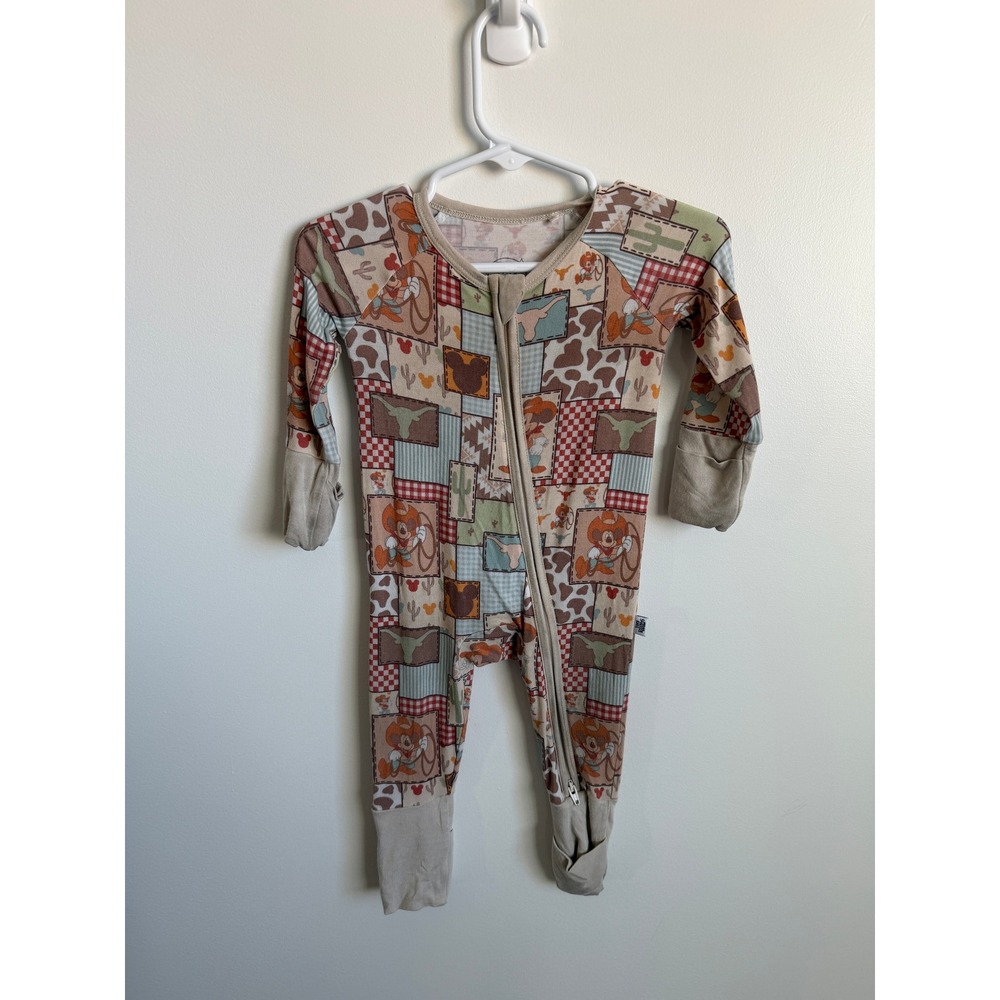 Tiny Blooms Bamboo Western Mickey Mouse Footed Sleeper 0-3M